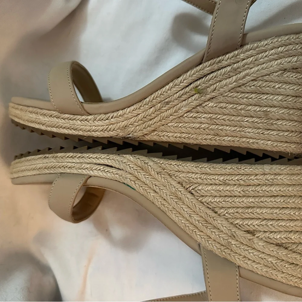 Ankis Nude Espadrille Wedge Sandals Women 9 Platform Ankle Strap Summer